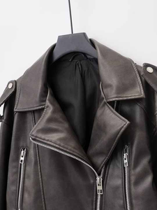 <b>Women's</b> Long Sleeve Zipper Lapel <b>Spring</b> Autumn Clothing Street Pu Leather Short <b>Coat</b> Motorcycle Clothing Leather Jacket - Product Image 3