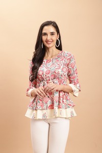 เสื้อเคอร์ติสั้นแขนสั้นผ้าฝ้ายแท้/สั้นสไตล์ตะวันตกดีไซน์ทันสมัยสำหรับสาวๆมีจำนวนมาก - Product Image 3