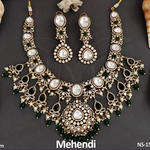 Magnifique ensemble de colliers de créateurs de fantaisie plaqués Mehendi en pierre pleine - Product Image 1
