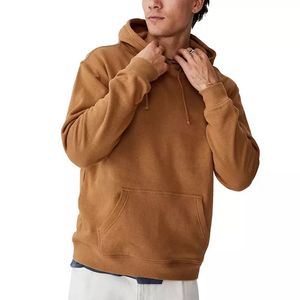 Sudaderas con capucha de lana con bolsillo de canguro de patrón sólido de estilo informal para hombre 100% algodón con diseño bordado - Product Image 5