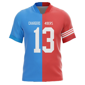 Top vente vêtements de rue décontracté bleu et rouge hommes maillot de football américain équipe porter des chemises de football d'origine et des maillots de football - Product Image 1