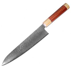 มีดเชฟดามัสกัสแบบมืออาชีพด้ามจับไม้โรสวูด - Product Image 3