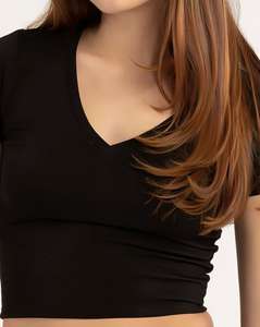 Venta al por mayor Mejor Material de alta calidad Mujeres Crop Top Camisas Precio razonable Bajo MOQ Mujeres Crop Top - Product Image 4