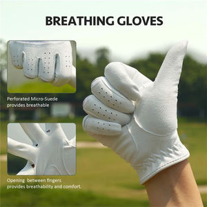 Guantes de golf de piel auténtica suave con logotipo personalizado unisex, empuñaduras lavables para deportes al aire libre, incluido el golf en blanco para niños - Product Image 4
