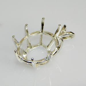 Colgante de Plata de Ley 925 ovalado profundo de 10x8mm con muescas, todo tipo de piedras preciosas, trabajo, hallazgos de joyería para mujer, regalo - Product Image 3