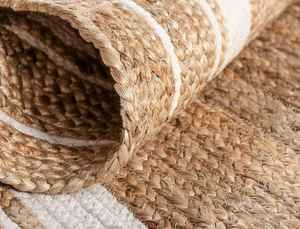 Alfombra de yute redonda rústica moderna hecha a mano Reversible de tamaño personalizable alfombra trenzada de línea blanca alfombras y juegos contemporáneos - Product Image 3