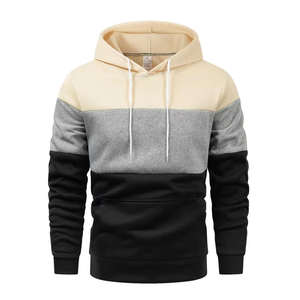 Mens Color Block Pullover Hoodie Fleece Sweatshirt Winter Casual Streetwear Warm Hooded <b>Top</b> for Wholesale - Product Image 4