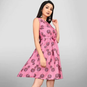 Vestido de algodón indio hecho a mano, ropa de verano sin mangas con estampado de bloques florales para mujer, vestido de fiesta de moda a la venta, suministro ODM - Product Image 1
