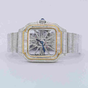Fully <b>Iced</b> <b>Out</b> Customaizable Baguette Moissanite Diamond Hip Hop Men's <b>Watch</b> Two Tone Quartz Movement Stainless Steel <b>Watch</b> - Product Image 1