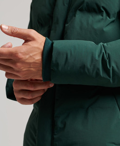 Veste matelassée en toile décontractée personnalisable à capuche épaisse et chaude pour l'extérieur avec fermeture éclair personnalisée sur le devant imperméable et coupe-vent pour hommes - Product Image 5