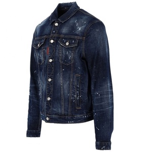 Veste en jean pour homme à col montant, style automne 2023, 100% coton, coupe régulière, manches longues - Product Image 4