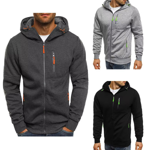 Vêtements de sport décontractés coupe ajustée pour hommes, sweat à capuche à manches longues avec fermeture éclair, veste d'hiver décontractée - Product Image 5