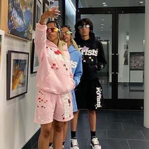 Unisex 2-Piece Sweat Suit 100% Cotton 24oz Screen Print Stars Embroidered Sleeves Plus Size Hoodie Shorts Washed for Autumn - Product Image 3