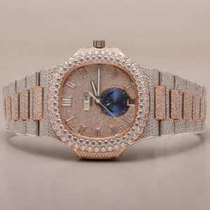 Reloj Mecánico de Lujo Unisex RB Gems, Correa Cuadrada de Acero Inoxidable, Diamante Moissanite VVS, Estilo Hip Hop para Hombre - Product Image 6