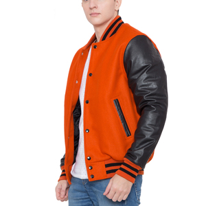 Chaqueta Universitaria de Béisbol Estilo Letterman para Hombre, Cuello Alto, Fabricantes de Ropa, Manga de Cuero PU Personalizada, Estilo Urbano - Product Image 1