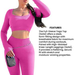Conjunto Ideal para Sesiones de Yoga: Top de Yoga de Manga Larga y Leggings hasta la Rodilla de Cintura Alta, Elegante y Cómodo - Product Image 5