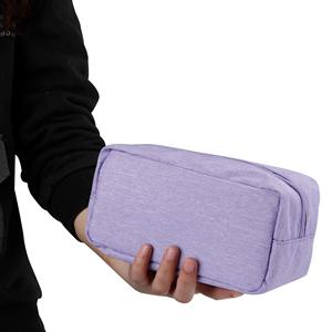 Pochette à fermeture éclair en toile de coton personnalisée écologique, grande capacité, réutilisable, avec poignée souple, sacs de maquillage cosmétiques, impression de logo - Product Image 3