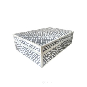 Cajas Decorativas Indias con Incrustaciones de Hueso, Juego de Cajas Decorativas para el Hogar, Caja Incrustada a Mano con Patrón Floral, Material MDF para el Golfo - Product Image 5