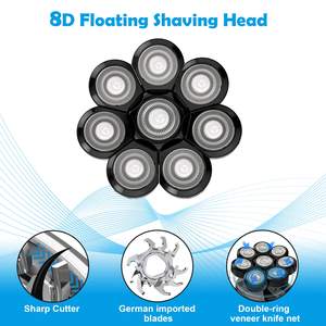 Tête de rechange pour rasoir électrique 8 têtes pour hommes, étanche IPX7, pour rasage de la tête, avec interface en allemand, pour tondeuse à barbe et cheveux - Product Image 6
