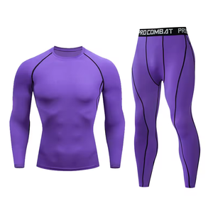 Conjuntos de manga larga para hombre Rash Guard ropa interior de secado rápido mallas de compresión 100% algodón transpirable para entrenamiento deportes gimnasio Fitness - Product Image 2