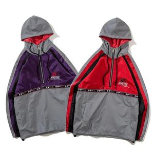 Sudaderas con capucha reflectantes Unisex con estilo deportivo Punchin Color Block Street Style 100% algodón y poliéster ropa de calle de invierno - Product Image 1