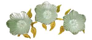 En forme de fleur en céramique trois bols de service élégant conception de feuille support en métal pièce maîtresse de Table écologique léger décor à la maison - Product Image 4