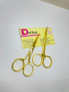 Ciseaux de manucure en acier inoxydable plaqué or Ciseaux à ongles à cuticules pointus Ciseaux de maquillage incurvés polyvalents droits - Product Image 5