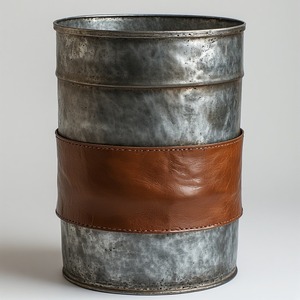 Maceta de cuero galvanizado Premium con textura rústica Artesanía hecha a mano diseñada para interiores elegantes y decorativos - Product Image 2