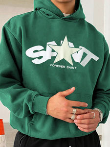 Pull à capuche imprimé personnalisé pour hommes vintage/Style fermeture éclair en tissu respirant et confortable polaire de coton/polyester - Product Image 4