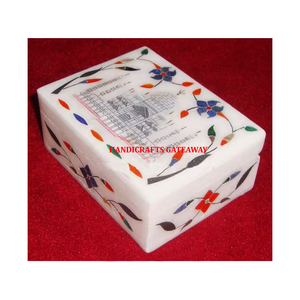 Tặng quà cho phụ nữ với tự nhiên Taj Mahal thiết kế <span class=keywords><strong>Inlay</strong></span> hộp thủ công bằng đá cẩm thạch trắng hộp đồ trang sức với <span class=keywords><strong>inlay</strong></span> làm việc và hoàn hảo - Product Image 1