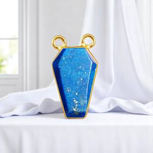 Nouvelle arrivée en argent Sterling forme de cercueil Lapis Lazuli pierre précieuse Double caution fabrication de bijoux connecteur offre limitée en vrac en gros - Product Image 1