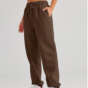 Women's 100% Cotton Sweatpants Streetwear Mid-Waist <b>Drawstring</b> Pant Flat Customized Logo Printing Breathable OEM Women's <b>Trouser</b> - Product Image 3