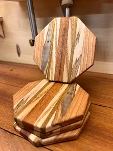 Walnut <b>Coasters</b> Handcrafted Wood Hexagon <b>Coaster</b> Set Unique Design Home Decor Artisan Made Wooden Hexagonal <b>Drink</b> <b>Coasters</b> - Product Image 2