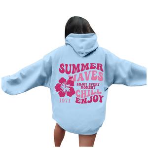 Sudadera holgada con capucha personalizada de 100% algodón para mujer, sudadera con estampado de hombros caídos, jersey de calle de gran tamaño con diseño personalizado - Product Image 1