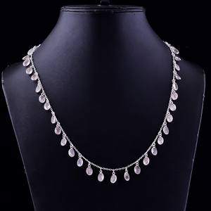 Collar de Plata de Ley 925 con piedras preciosas de cuarzo rosa, cadenas de estilo clásico, regalos de joyería para mujeres para fiesta de compromiso de boda - Product Image 2