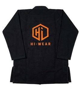 ชุดยูโด Hi-Wear สีดำ สำหรับผู้ใหญ่ ผู้ชาย ผ้าฝ้าย ชุดศิลปะการต่อสู้ ปักโลโก้ด้านหลัง ทรงปกติ - Product Image 1