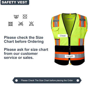 Chaleco reflectante de seguridad para trabajadores, bolsillos con logotipo personalizado, visibilidad fluorescente amarilla, Clase 1, chaleco paramédico de poliéster impermeable ANSI - Product Image 6