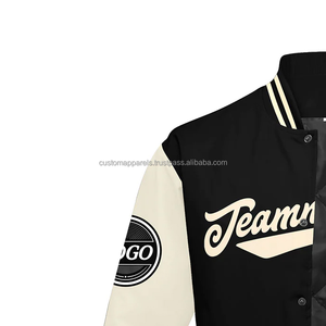 Veste universitaire universitaire personnalisée avec corps en laine et manches en cuir col montant-MCACVJ-48 en vrac logos brodés sur le devant - Product Image 5