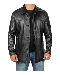 เสื้อแจ็กเก็ตหนังเทียมแท้ของผู้ชายแบบเข้ารูปพอดีตัวสีดำผ้าเชอร์ปามีฮู้ดคอเสื้อพร้อมการตกแต่งขนสัตว์สำหรับนักขี่มอเตอร์ไซค์ - Product Image 3