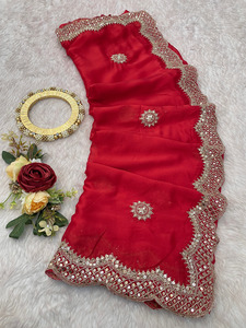 HEVY KASTURI SILK GORGET CON FANCY DORI CON FANCY ZARI & FULL SEQUNCE WORK BRIDAL SAREE COLECCIÓN - Product Image 4