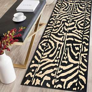 Zebra Print <b>Rug</b>: Beige & Black Animal Pattern, Modern Safari Decor,<b>Chenille</b> <b>Rug</b> - Product Image 3