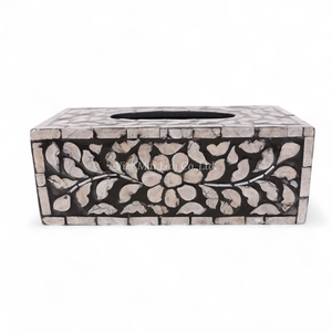 Boîte à mouchoirs en nacre de luxe faite à la main en gros, accessoire décoratif incrusté de coquillages - Product Image 2