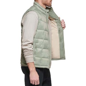 <b>Top</b> Selling Men's Regular Fit Canvas Puffer Vest with Stand Collar Front Logo Waterproof Windproof Outdoor Wear Wholesale - Product Image 4