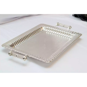 Decoración del hogar Ramadán Ecológico Hecho a mano Moderno Bandeja de servicio de metal sólido para el hogar Restaurante y uso en hoteles Diseño personalizado disponible - Product Image 4