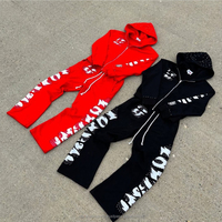 Conjunto Deportivo de Invierno Unisex Personalizable con Capucha, Estilo Desgastado, 2 Piezas, 100% Algodón Grueso de 400g, Transpirable y de Longitud Completa