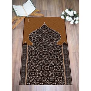 Tapis de prière islamique : Tapis de culte orange, lavable en machine, tapis imprimé, avec tapis à poils doux - Product Image 4
