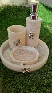 Ensembles d'accessoires de salle de bain en résine aspect marbre et antique - Product Image 3