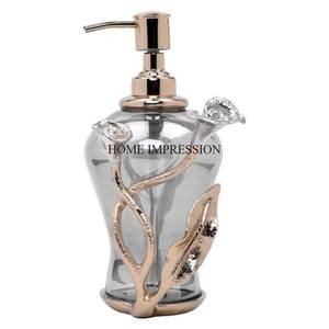 Broken Glass Texture Attractive Designer <b>Liquid</b> <b>Soap</b> Dispenser With Gold Plated Metal Pump From Indian Supplier In Lowest Price - Product Image 3