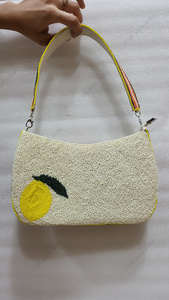lemon floral shoulder bag Indian fully handcrafted beaded luxury handmade clutch purse <b>for</b> women summer party evening <b>handbag</b> - Product Image 2