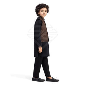 Costume de pyjama Kurta fantaisie pour enfants avec gilet décoratif Pyjama Kurta culturel pour garçons avec gilet assorti pour les événements - Product Image 2